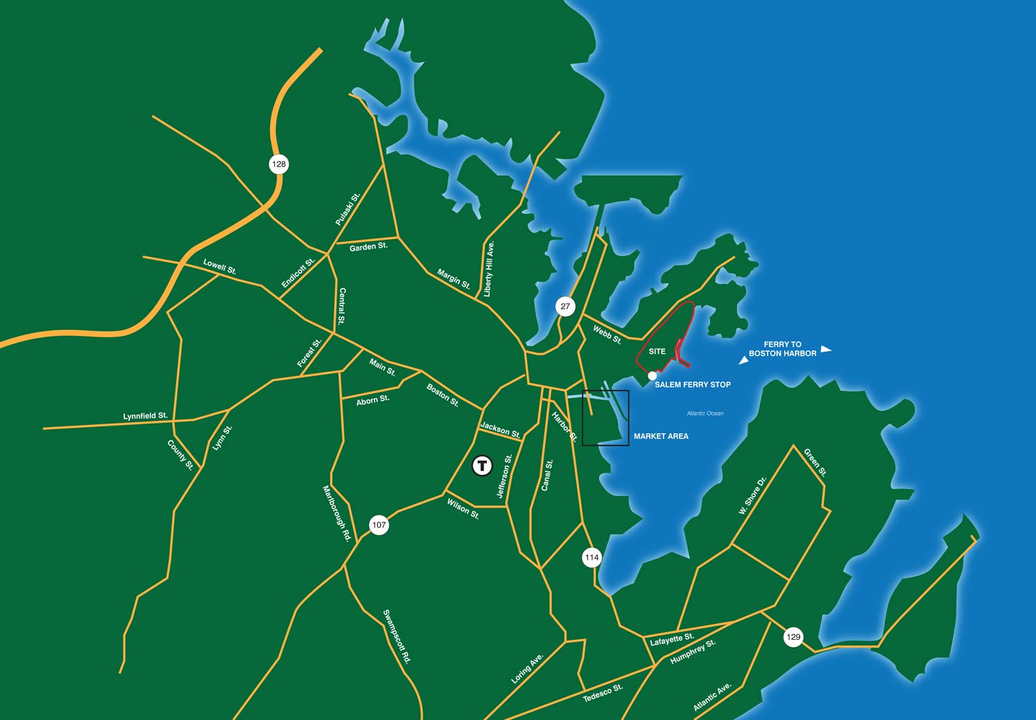 graphic map of North Shore, Boston, region
