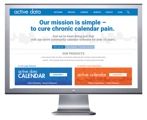 Homepage design for software company displayed in monitor featured image