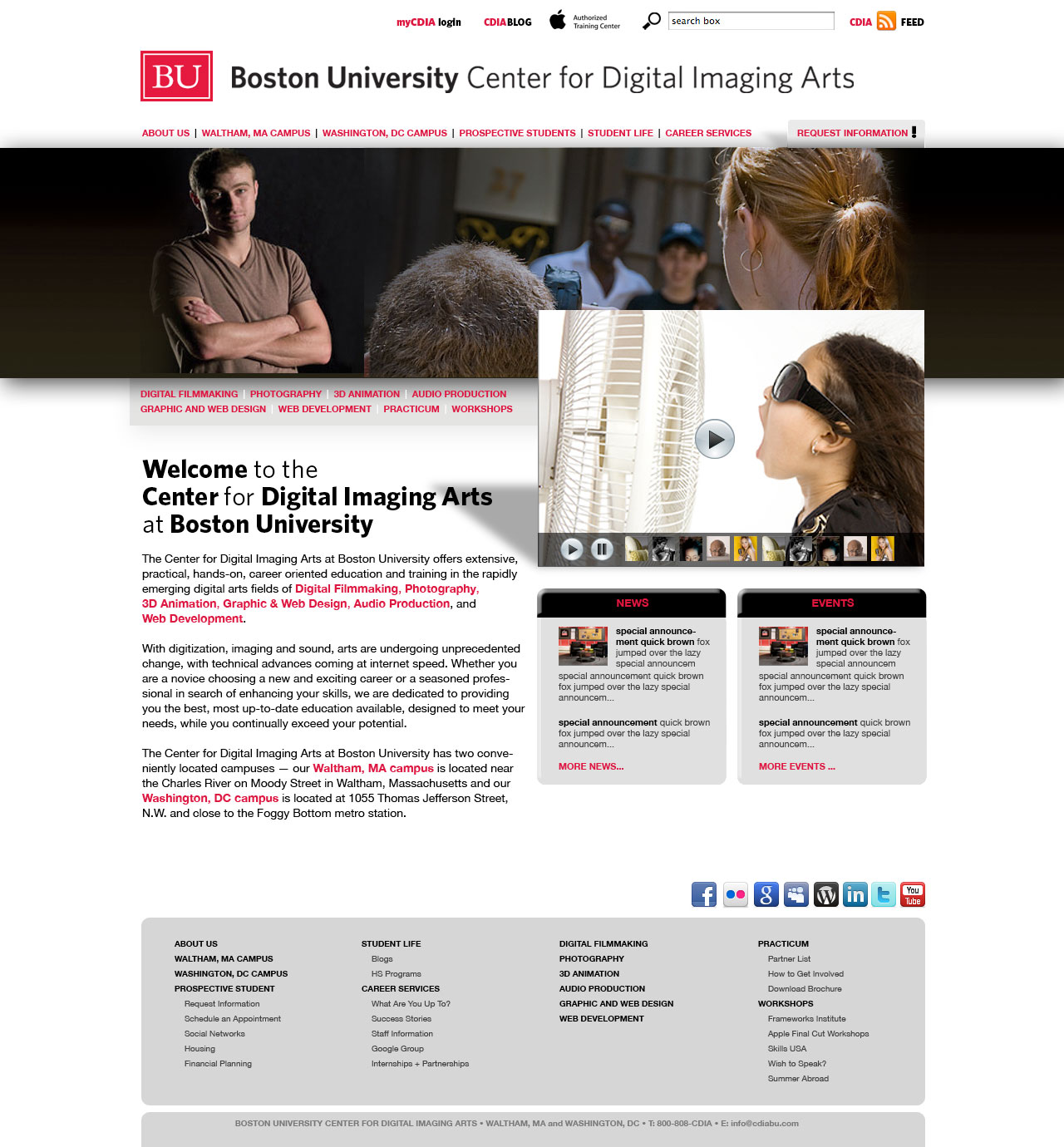 Boston University Center for Digital Imaging Arts web design design 4 image with white background