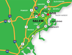 graphic map of Salem, MA area